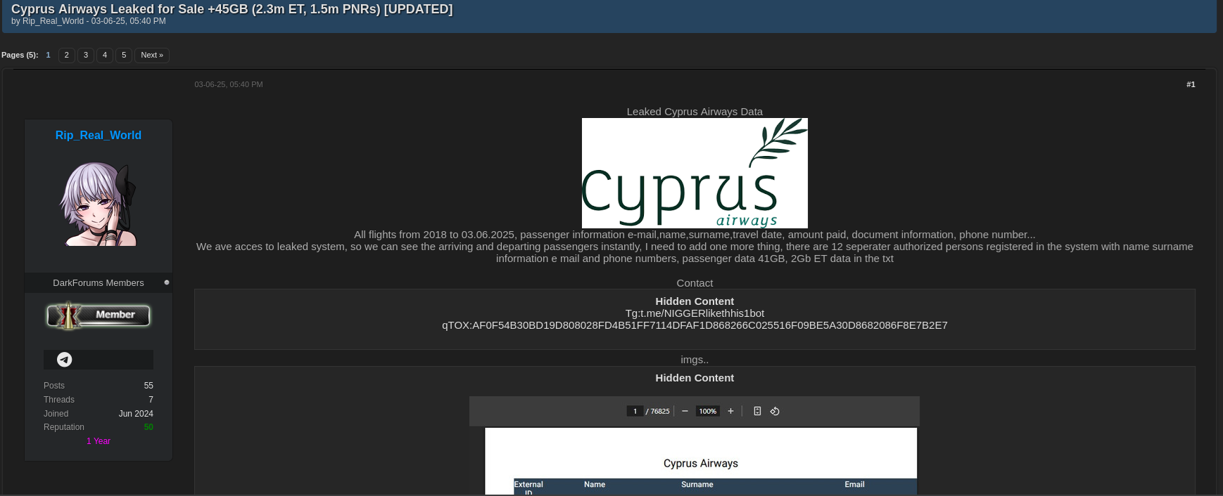 Cyprus Airways Data Breach 
