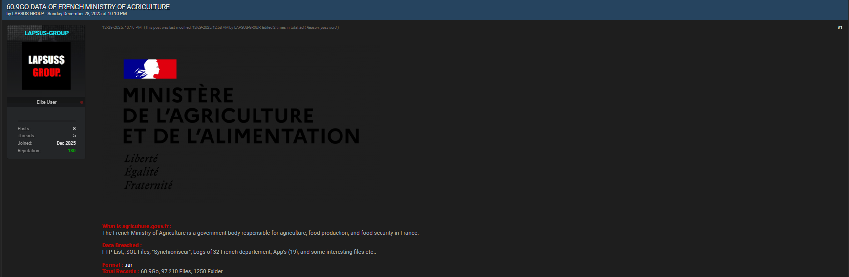 French Ministry of Agriculture