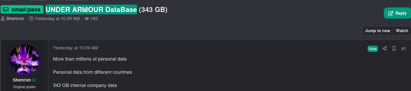 Under Armour Data Breach